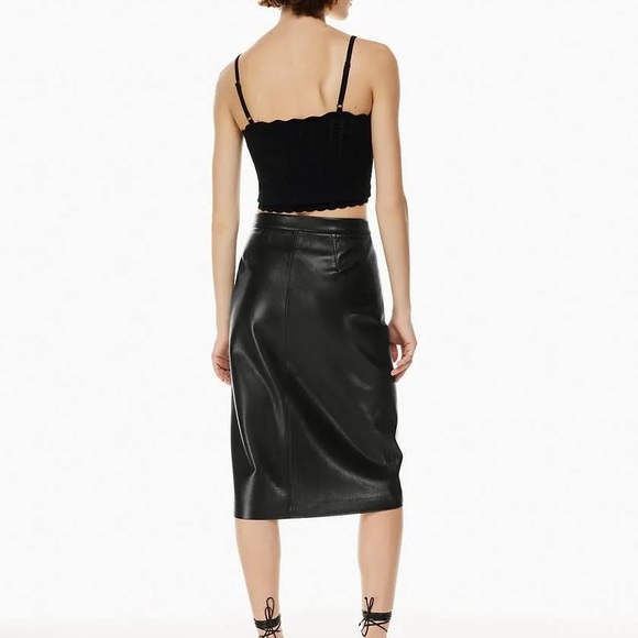 Aritzia Wilfred Black Leather Skirt Size 2 - Picture 2 of 6